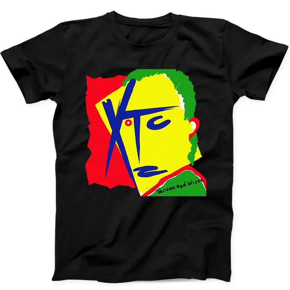 Vtg XTC Band DRUMS AND WIRES Cotton Black T Shirt Full Size For men TR207