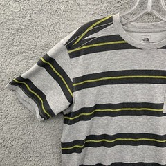 The North Face Shirt Mens Medium Gray Pocket Tee Black Yellow Stripes Pittsburgh