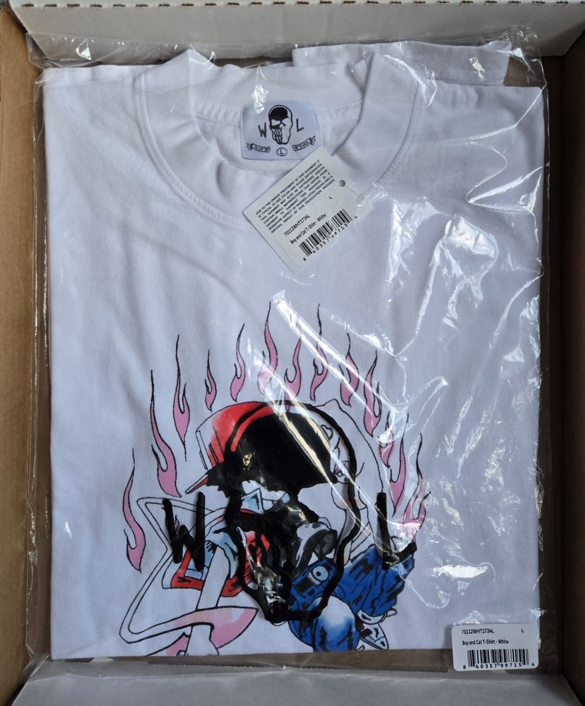Warren Lotas Pokemon Boy and Cat Mew T-shirt White LARGE