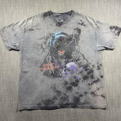 PacSun Shirt Mens Large Gray Night Prowlers Panther Skull Graphic Tee Tie Dye