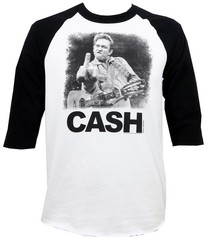 Authentic JOHNNY CASH The Bird Jim Marshall Raglan Baseball T-Shirt S-2XL NEW