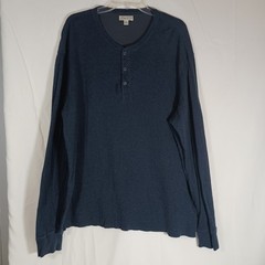 J. Crew Henley Shirt Mens XXL Blue Excellent Long Sleeve Cotton Blend Casual