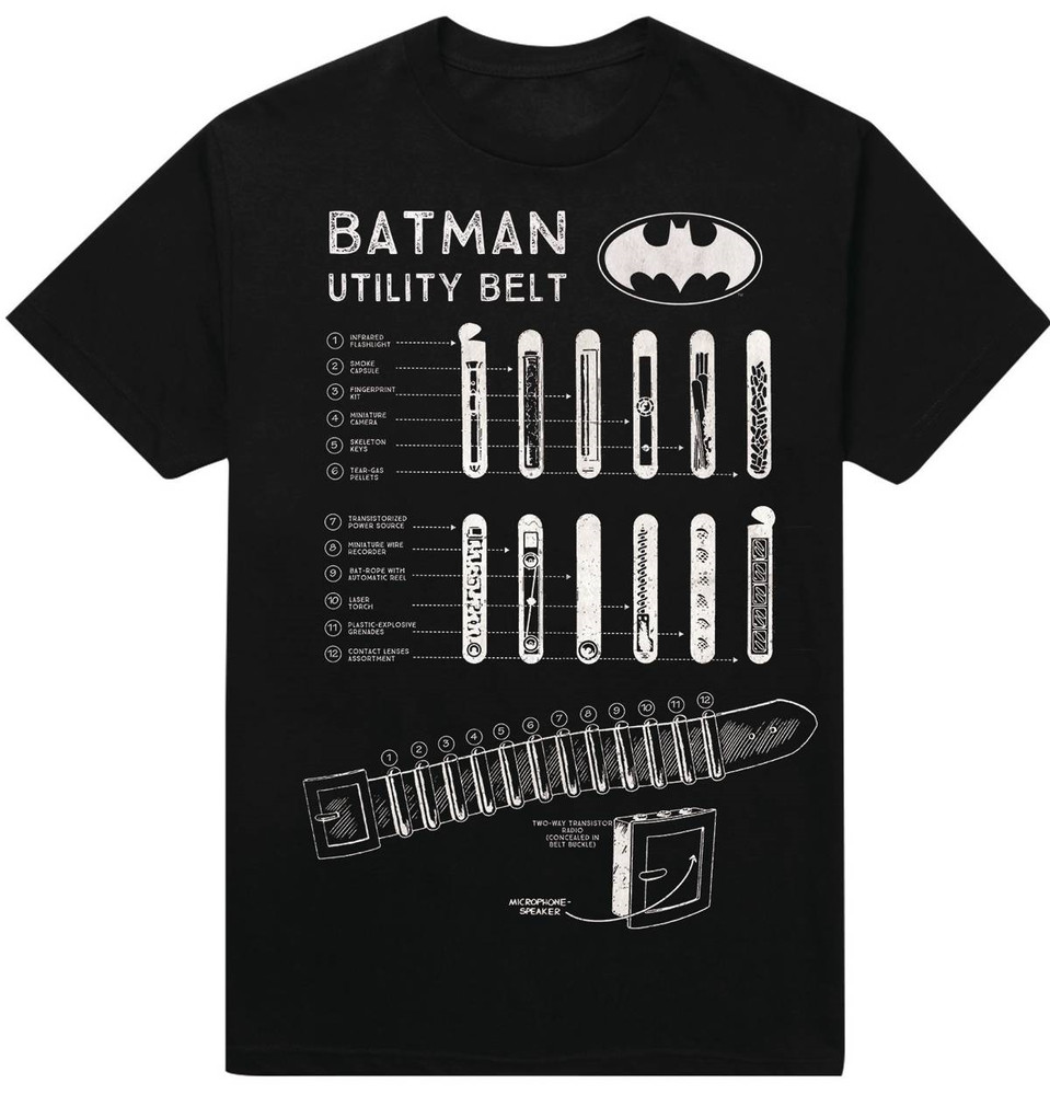 Batman Utility Belt Black Tee Shirt T-Shirt M Medium