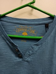 Copper & Oak Mens T-Shirt Size XL Blue Heathered Henley Preppy Short Sleeve
