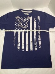 Pacific Blue Distressed Look Eagle Over American Flag Tee Stars And Stripes XL