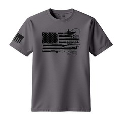 Fishing Hunting American Flag Cotton T-Shirt, Gift for Dad