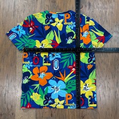 Polo Ralph Lauren Shirt Mens M Blue Floral Hawaiian Print Custom Slim Fit Cotton