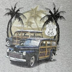 Route 66 Men’s Graphic T Shirt 3XL Gray Vintage Style Car Palm Tree Distressed