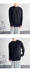 Men’s T-shirt Candy Color Thin Round Neck Loose Long Sleeve Tops Casual Pullover