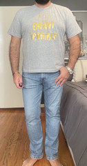 LAT Apparel Men’s Heather Gray Size L “Enfant Terrible” Cropped Crewneck T-Shirt