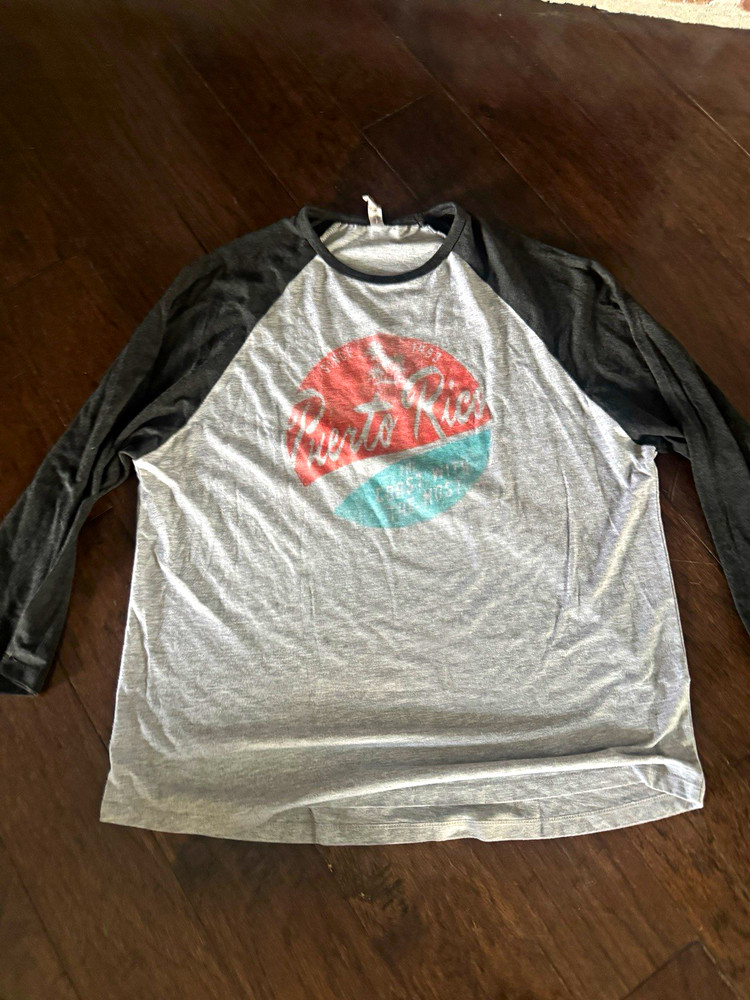 Delta Apparel vintage style Puerto Rico Raglan 3/4 Sleeve T-Shirt, baseball tee