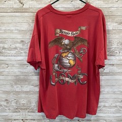 Marines USMC Mens 3XL T-Shirt Red 100% Heavy Cotton Fruit Of The Loom Graphic