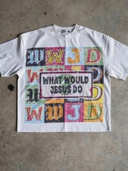 1pc Gothic Letter Faith Slogan Tee 100% Cotton Loose Short Sleeve Street