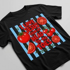 I Love Jesus Head Tomatoes Shirt Funny Christian Pun Tee VBS Church Gift