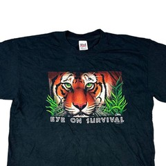 Wildlife Graphic Print T-Shirt Tiger Single Stitch USA T-Shirt Black Mens XL