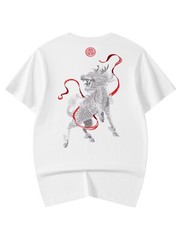 Niepce Men’s Raging Kirin Embroidery Graphic Tee Japanese Streetwear T-Shirt