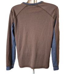 Murano Men’s Slim Fit Large Brown and Blue V Neck Pullover Shirt
