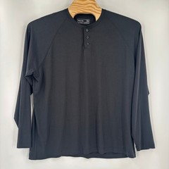 Public Rec Mens 2XL Solid Black Long Sleeve Cotton Blend Henley Shirt