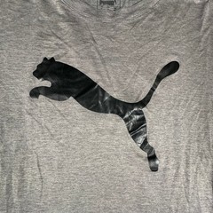 Puma T-Shirt Mens Size M Gray Big Logo Short Sleeve Athletic Gym Activewear