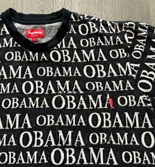 Supreme Obama tee black white all-over print cotton T-shirt sz L men rare street