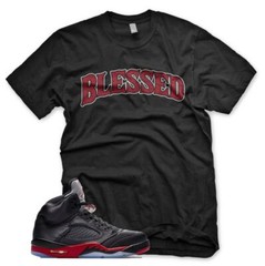 New Black BW BLESSED T Shirt for J1 Retro 5 Satin Bred
