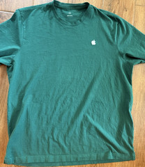 Apple Men’s Green Cotton Jersey Short Sleeve Crew Neck Logo T-Shirt L