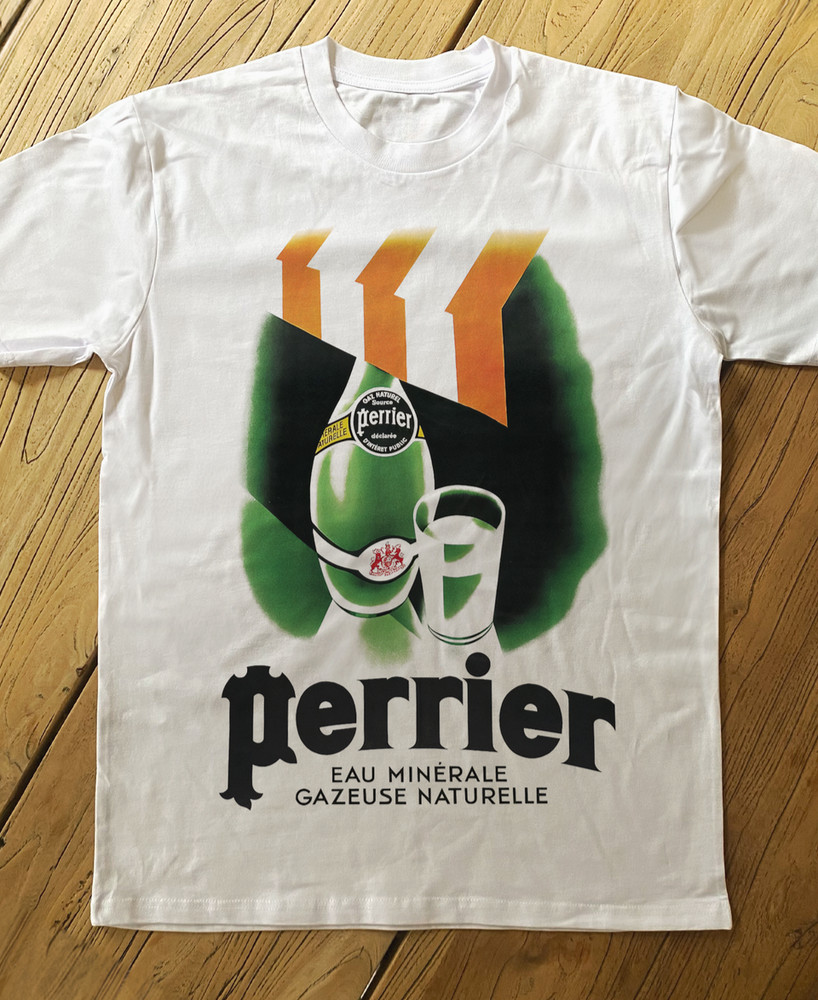 Vintage 50s Perrier Poster T-Shirt Retro French Drink Graphic Tee S-5XL