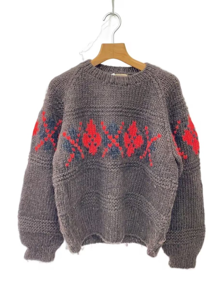 Other Brands Knit Sweaters (Thick) Wool BRW Solid Color