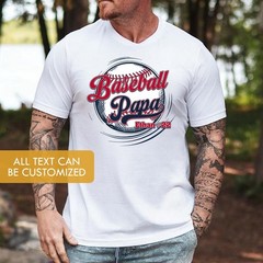 Personalized Baseball Papa Shirt Custom Player Name Number Grandpa Gift Tee