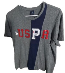 S. Polo Assn. Vertical Stripe USPA T-Shirt. Size LARGE 0-0316