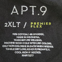 APT.9 Shirt Mens 2XLT Gray Premier Flex Tagless Stretch Crewneck Basic Tee Top