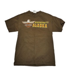Harley-Davidson Alaska Shirt Mens Medium Brown Farthest North Outpost Graphic
