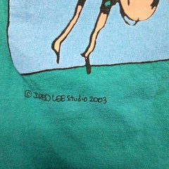 Vintage Jared Lee Studio Priceless Graphic Tee 2003 Turquoise Teal Medium Y2K