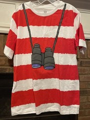 Wheres Waldo Red Stripe AOP Halloween Costume T Shirt EUC Official Men’s Large