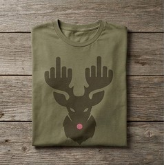 Reindeer Middle Finger Graphic T-Shirt