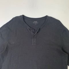 Vince Shirt Mens L Large Black Cotton Long Sleeve Henley Lightweight Casual Tee