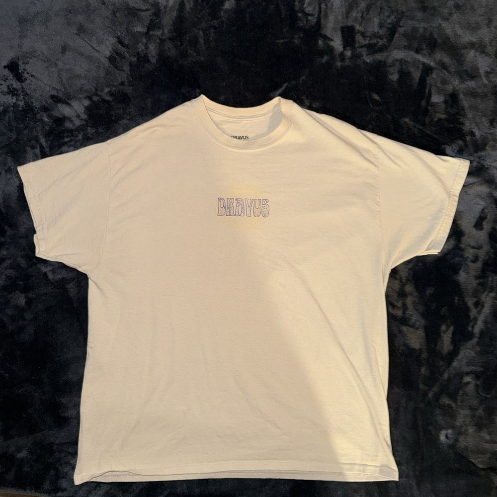 Dravus Double-Sided Waves Sand Sea Energy Graphic Tee White Men’s XL