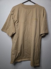 Coogi T Shirt Mens XL Tan Embroidered Logo Front Back Textured Pattern