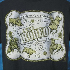 vtg 80s COWBOY LET’S RODEO T-Shirt M/L single stitch thin horse bull buckle