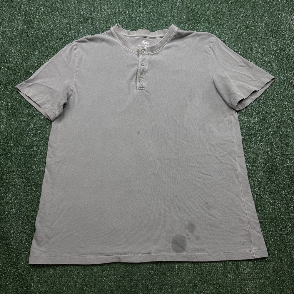 The Normal Brand Men’s Green Henley T-Shirt Size L Cotton Short Sleeve