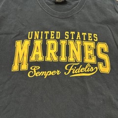 United States Marines Semper Fidelis Vintage T-Shirt Black Size Large