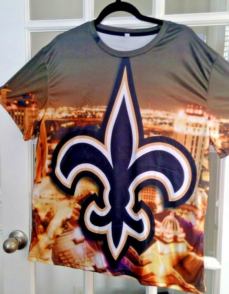 New 3d Digital Print New Orleans Saints T-Shirt 2XL 2X USA SELLER FAST SHIP 24HR
