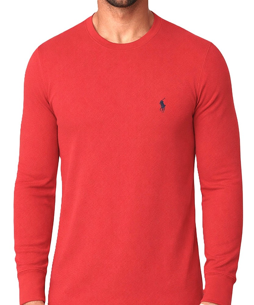 NWT – POLO RALPH LAUREN Mens Waffle Knit Thermal Long Sleeve Shirt – RED : S-XXL