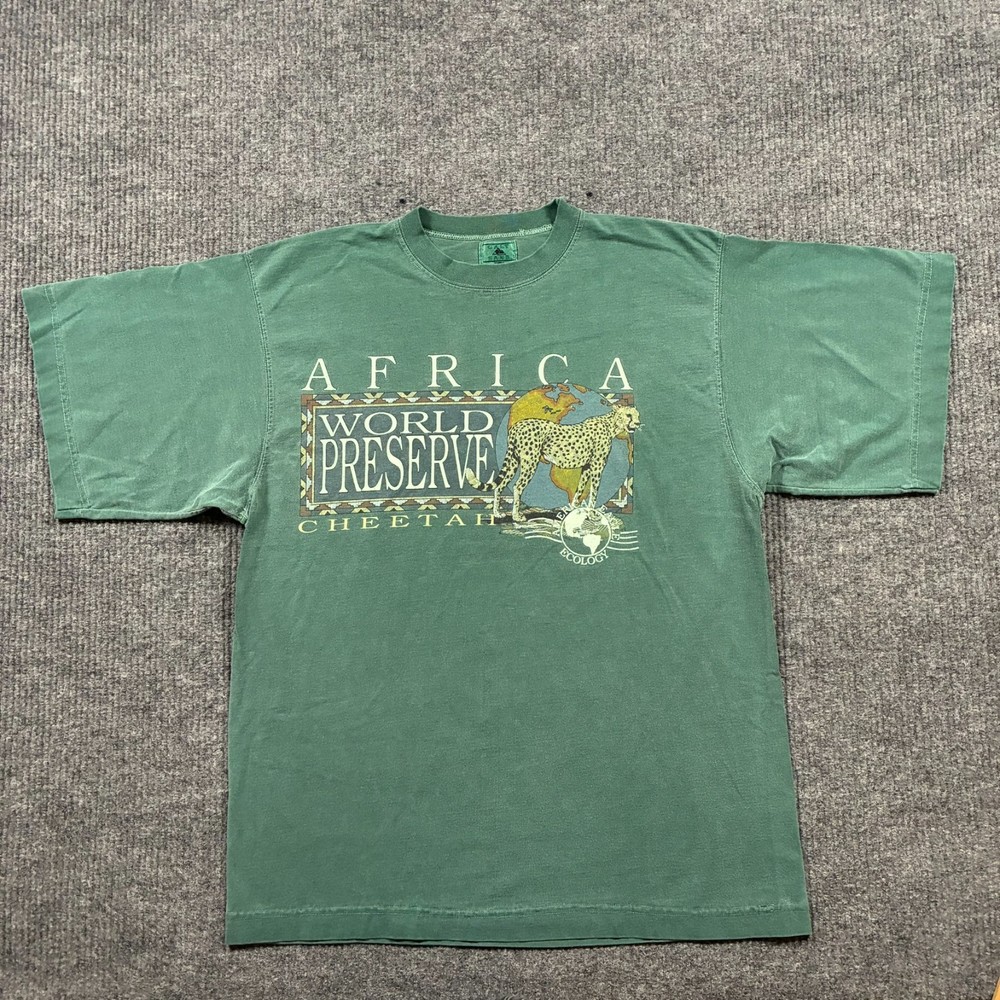 Vintage Galt Sand Mens Tee XL Africa Safari World Preserve Cheetah Made In USA