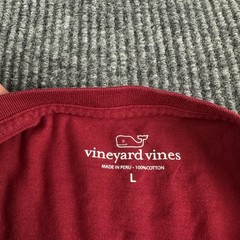 Vineyard Vines Mens Long Sleeve Whale Pocket T-Shirt Red Size Large
