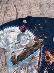 NWT VTG 1997 Liquid Blue Star Wars Millennium Falcon Space Battle T-Shirt Size L