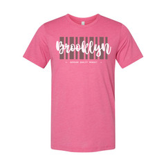 Brooklyn Graphic Tee With Vertical Stripes Unisex Urban T Shirt For Everyday Wea