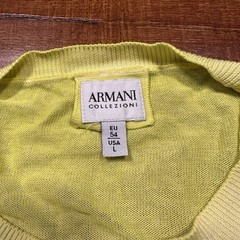 Armani Long Sleeve T Shirt Mens L Yellow Ombre Acid Wash Thin Luxury Designer