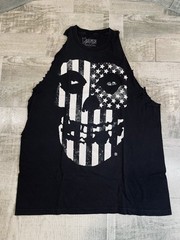 Misfits Men T Shirt Large Black Fiend Skull USA American Flag Tank Cut Off Arms