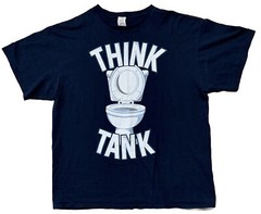 Think Tank Toilet Graphic Bathroom Humor T-shirt Size XL Navy Blue 100% Cotton